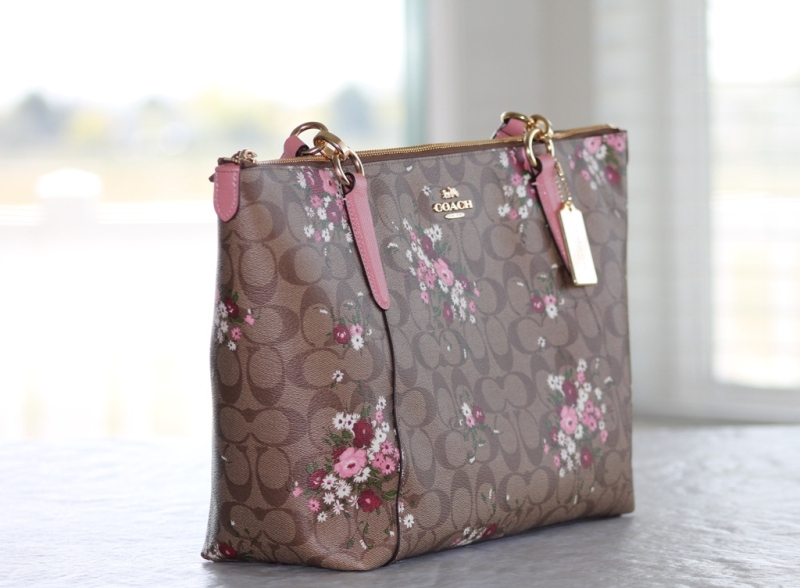 COACH AVA LOGO TOTE WITH FLORAL BUNDLE PRINT F30247